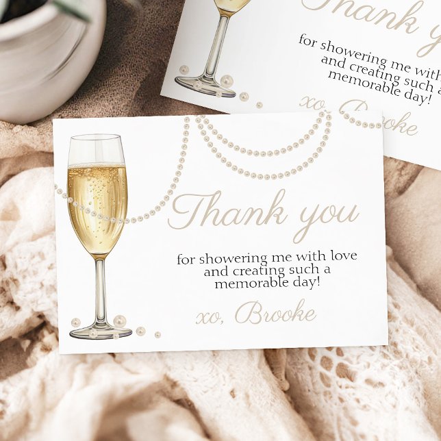 Carte De Remerciements Prosecco Perles élégant Remerciements pour la fête (Créateur téléchargé)