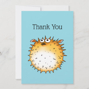 Carte De Remerciements Puffed Up with Gratitude (Poisson-pochette drôle)