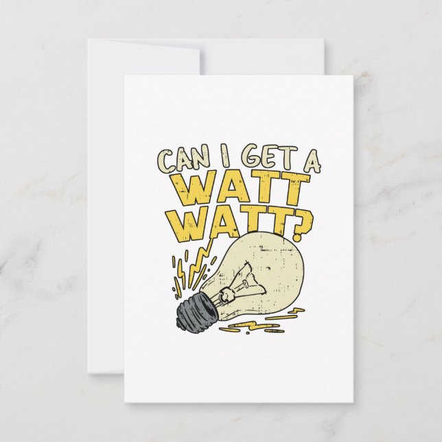 Carte De Remerciements Puis-Je Avoir Un Watt ? Cadeau électrique (Devant)