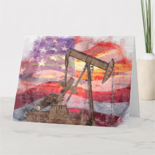 Carte De Remerciements Pumpjack silhouette pastille Drapeau américain