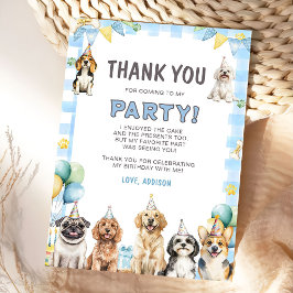 Carte De Remerciements Puppy Calling All Pawty Animals Birthday 