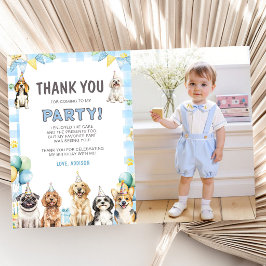 Carte De Remerciements Puppy Calling All Pawty Animals Birthday Photo