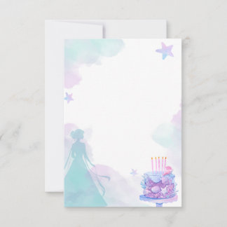Carte De Remerciements Purple Blue Princess Fille fête d'anniversaire