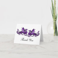 Purple Elegant Dragons Thank You Card