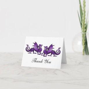Carte De Remerciements Purple Elegant Dragons Thank You Card