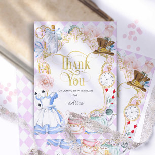 Carte De Remerciements Purple, Fête du thé de Mad hatter, Alice Wonderlan