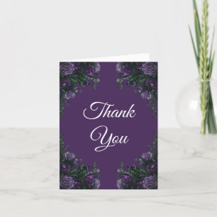 Carte De Remerciements Purple Floral Élégant Mariage gothique