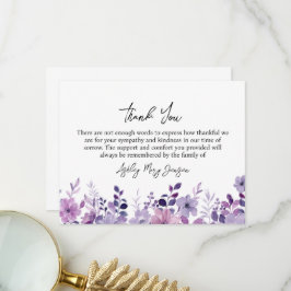 Carte De Remerciements Purple Flower Funeral Thank You Card Bereavement