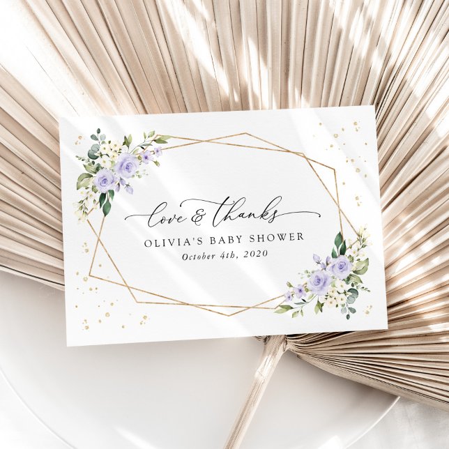Carte De Remerciements Purple Flowers, White Flowers, Boho, Baby Shower (Créateur téléchargé)