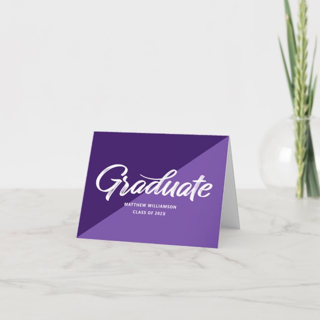 Carte De Remerciements Purple Graduation Retro Bold Script Cap Icon (Devant)