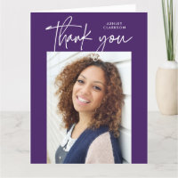 Purple Moderne Calligraphie Photo Graduation Plier
