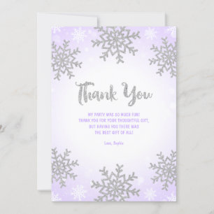 Carte De Remerciements Purple Silver Winter ONE derland Anniversaire