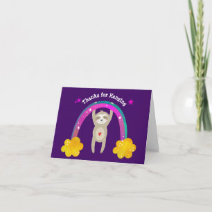Carte De Remerciements Purple Sloth Boho Arc-en-ciel Anniversaire mignonn