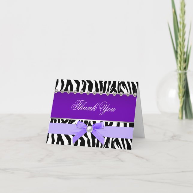 Carte De Remerciements Purple Zebra Thank (Devant)