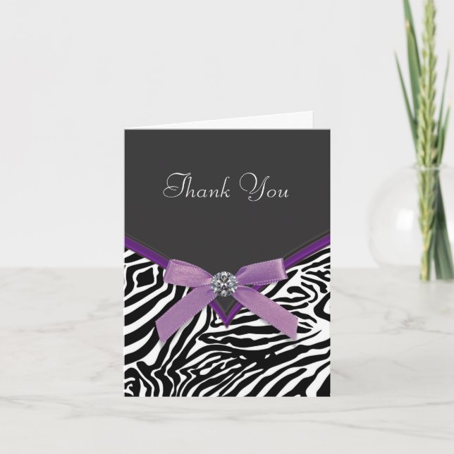 Carte De Remerciements Purple Zebra Thank (Devant)