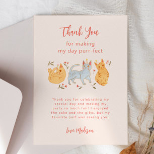 Carte De Remerciements Purr-fect Kitty Chat rose fête d'anniversaire