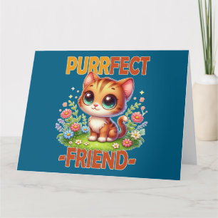 Carte De Remerciements Purrfect Friend pun Cute orange chat chaton dessin