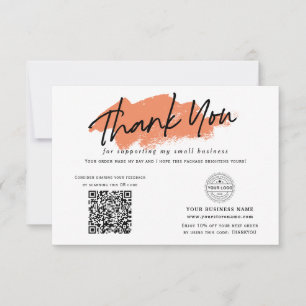 Carte De Remerciements QR code paquet terracotta insérer petite entrepris