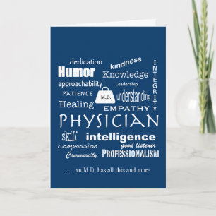Carte De Remerciements Qualités d'un bon médecin/texte blanc sur le bleu