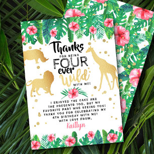 Carte De Remerciements Quatre Filles toujours sauvages 4e anniversaire