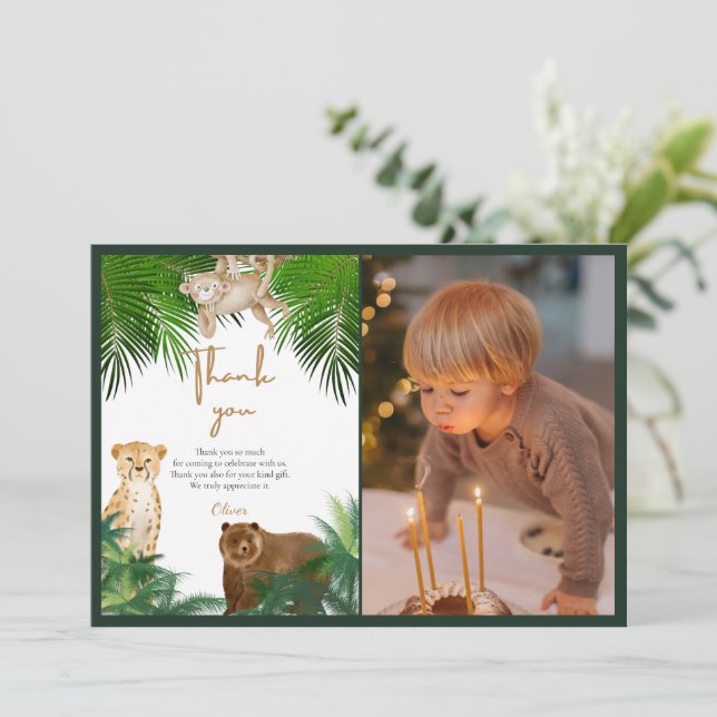 Carte De Remerciements Quatre fois safari sauvage 4ème anniversaire (Debout devant)