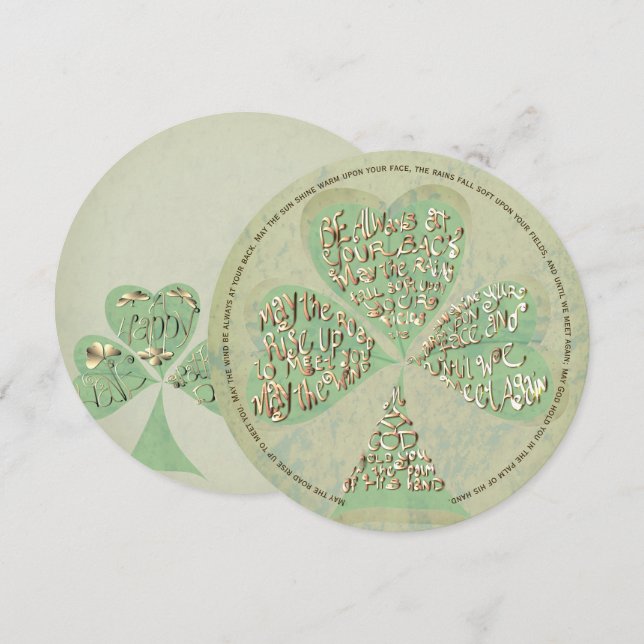 Carte De Remerciements "Que la route monte..."Fête de la Saint-Patrick (Devant / Derrière)