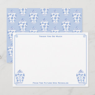 Carte De Remerciements Quelque chose de bleu aquarelle Ginger Jar Fête de