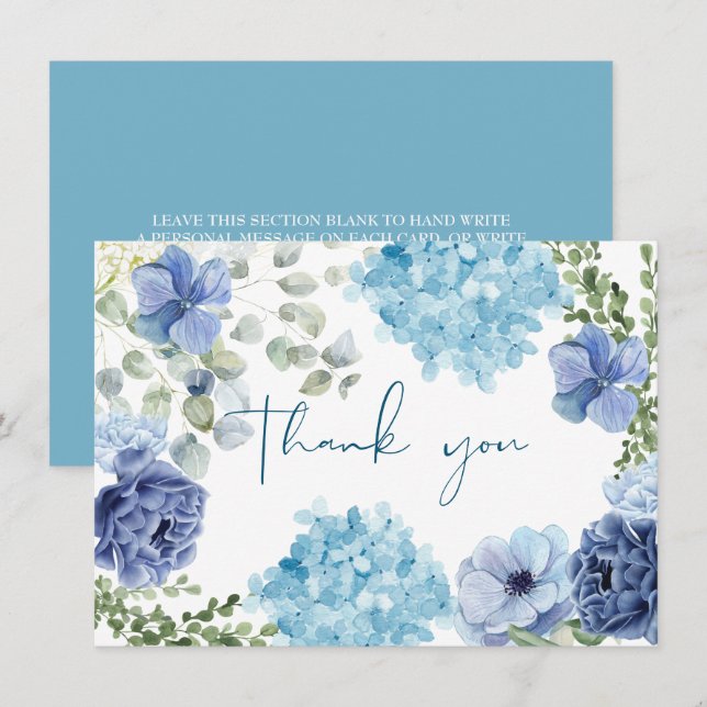 Carte De Remerciements Quelque chose de bleu avant de faire hydrangea nup (Devant / Derrière)