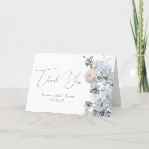 Carte De Remerciements Quelque Chose de Bleu Floral Baby Shower pour Mari