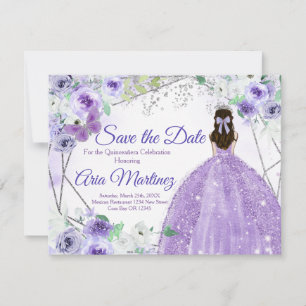 Carte De Remerciements Quinceañera 15 Anos Silver & Purple Enregistrer la