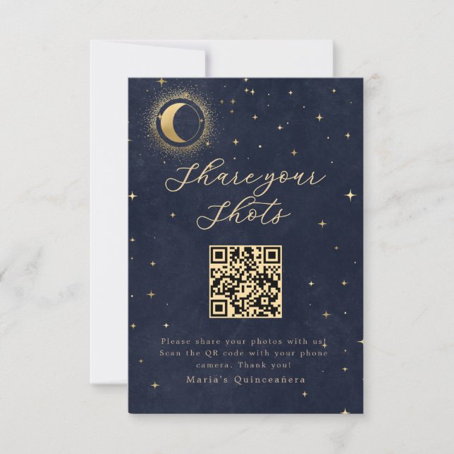 Carte De Remerciements Quinceanera céleste bleu nuit (Devant)