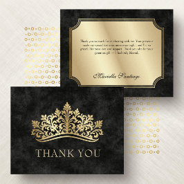 Carte De Remerciements Quinceanera de la Couronne de Tiara noire