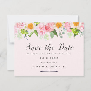 Carte De Remerciements Quinceañera Printemps rose clair Enregistrer la ca