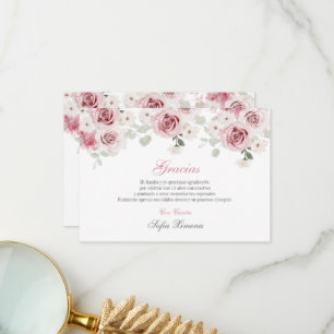 Carte De Remerciements Quinceañera rose rose pâle