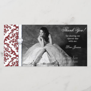Carte De Remerciements Quinceanera Sweet sixteen Parties scintillant Dama