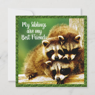 Carte De Remerciements Raccoon Babies - Les frères et soeurs, meilleure c