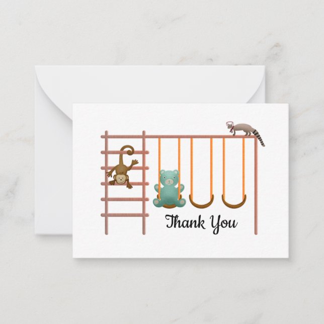 Carte de remerciements Raccoon de singe de l'ours  (Devant)