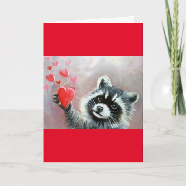 Carte De Remerciements Raccoon Hearts Valentine Blank Greeting Card (Devant)