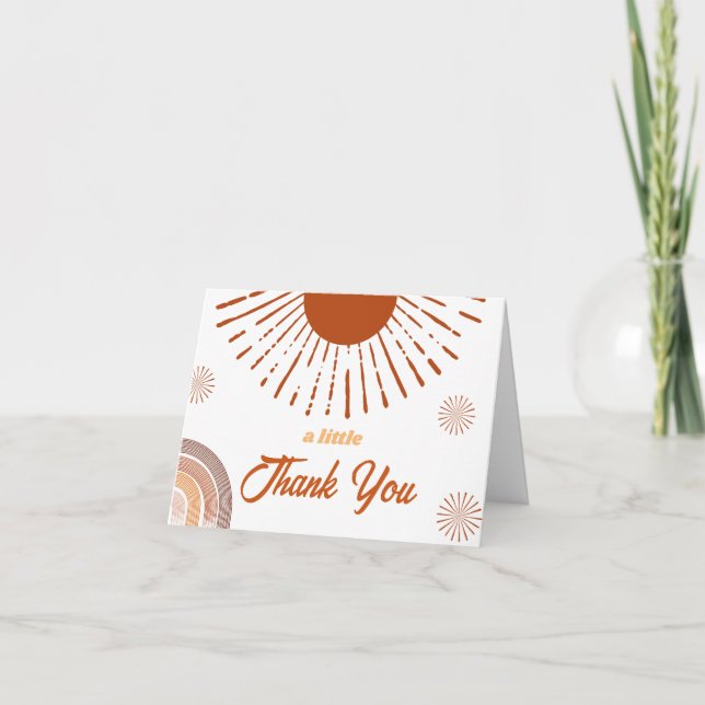Carte De Remerciements Rainbow Boho Ray Of Sunshine Baby Douche (Devant)