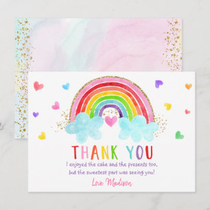 Carte De Remerciements Rainbow Cloud Hearts Or rose Anniversaire