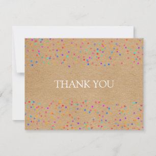 Carte De Remerciements Rainbow Confetti Rustique Kraft Script Business