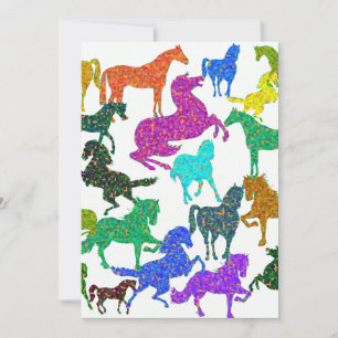 Carte De Remerciements Rainbow Horses - "Dotty about Horses !"