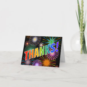 Carte De Remerciements Rainbow Look "MERCI!", Motif inspiré par Fireworks