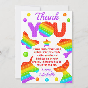 Carte De Remerciements Rainbow Pop It Fidget Toy Anniversaire