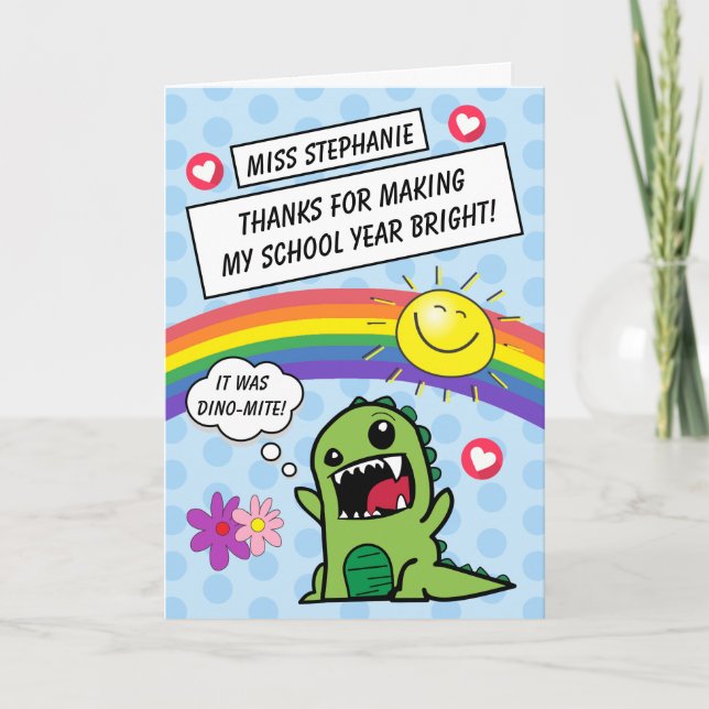 Carte De Remerciements Rainbow Sunshine Bright School Année Enseignant (Devant)