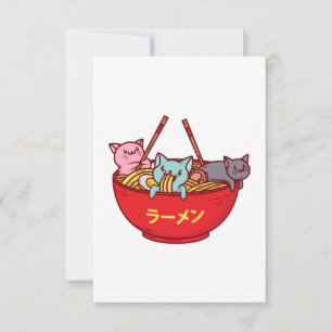 Carte De Remerciements Ramen japonais adorables drôles de chat d'Anime de