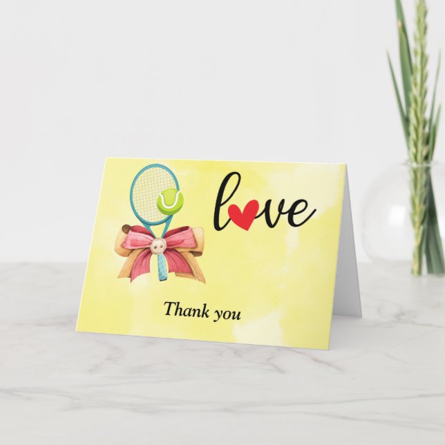 Carte De Remerciements Raquette de tennis avec amour (Devant)