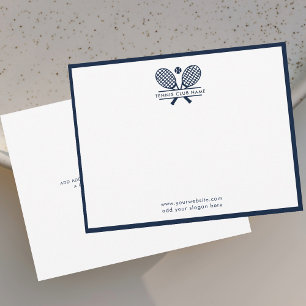 Carte De Remerciements Raquettes de tennis Icon Club Nom Marine Bleu Fron