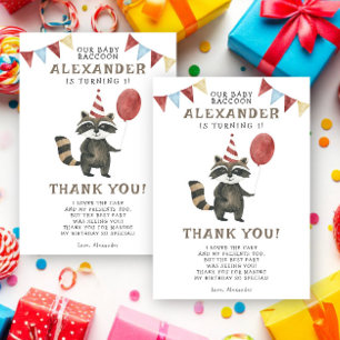 Carte De Remerciements Raton laveur aquarelle 1er anniversaire 