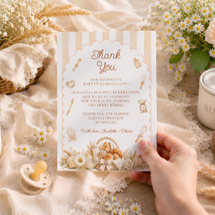 Carte De Remerciements Rayures de boulangerie Bun in the Oven Baby Shower